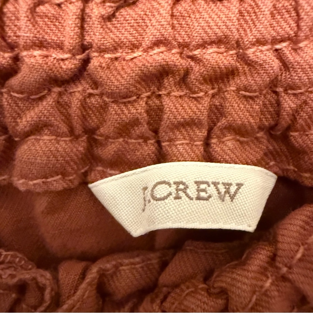 Rust Orange Smocked Waist  mini skirt  sz 8 J crew - Picture 5 of 10